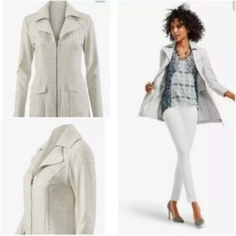 CAbi  Fold Over Collar Heather Gray Jacket - Size MEDIUM